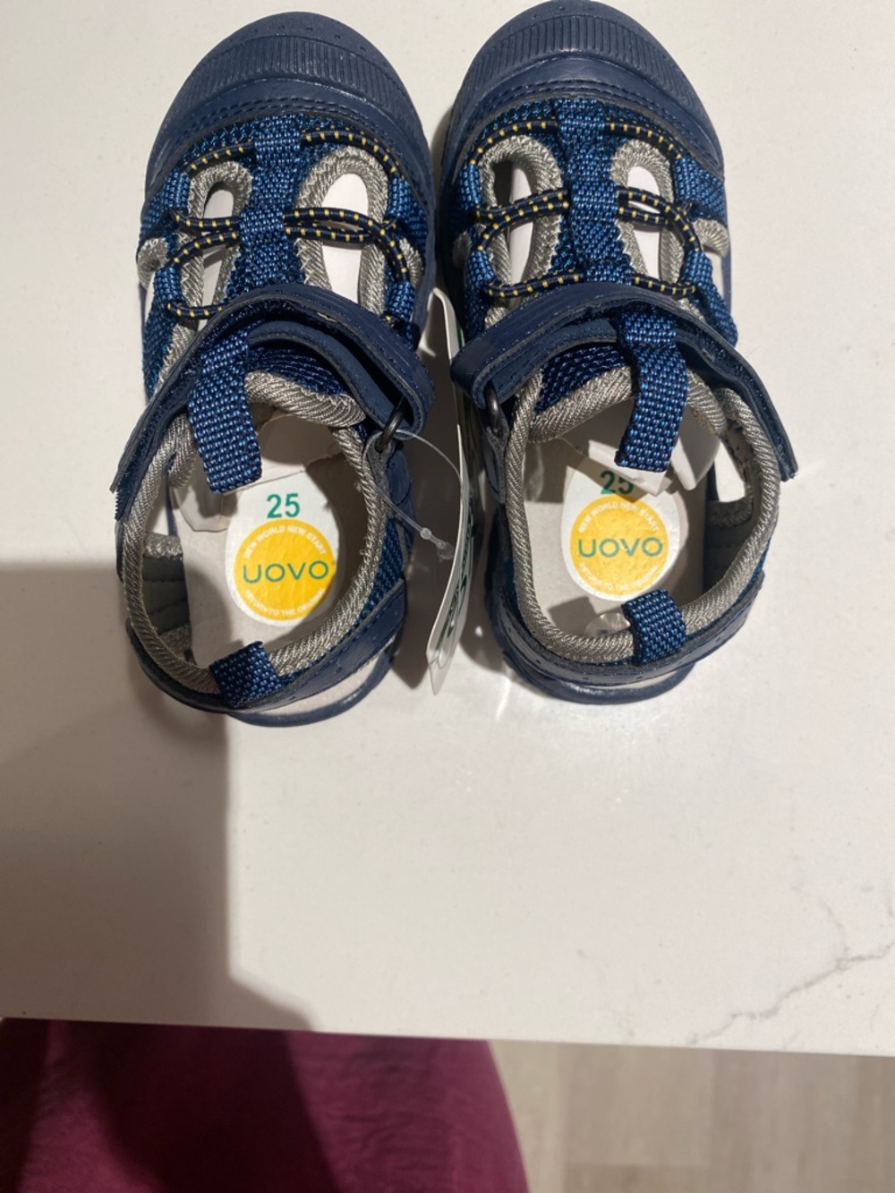 OVO Kids Navy & Gray Closed Toe Sandals with Hook-and-Loop Strap